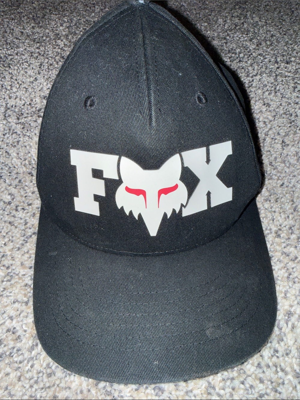 Flex Fit Fox Black Cap with White and Red Logo